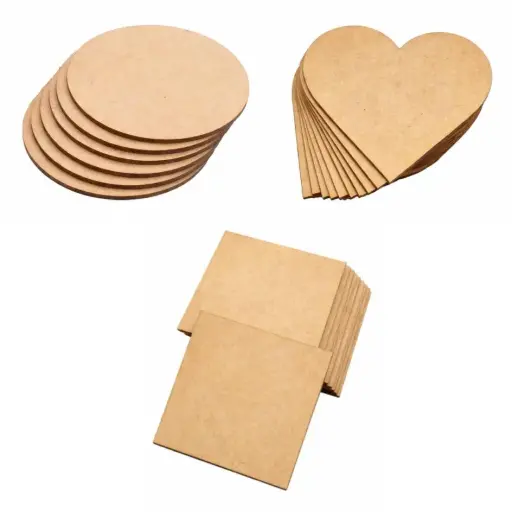 Forma Circulo Corazón Cuadrado Corte 10cm en Mdf 3mm Pack x10