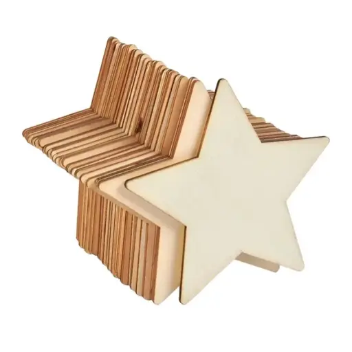 Forma Estrella Corte 15cm en Mdf 3mm Pack x10 Con Y Sin Agujero